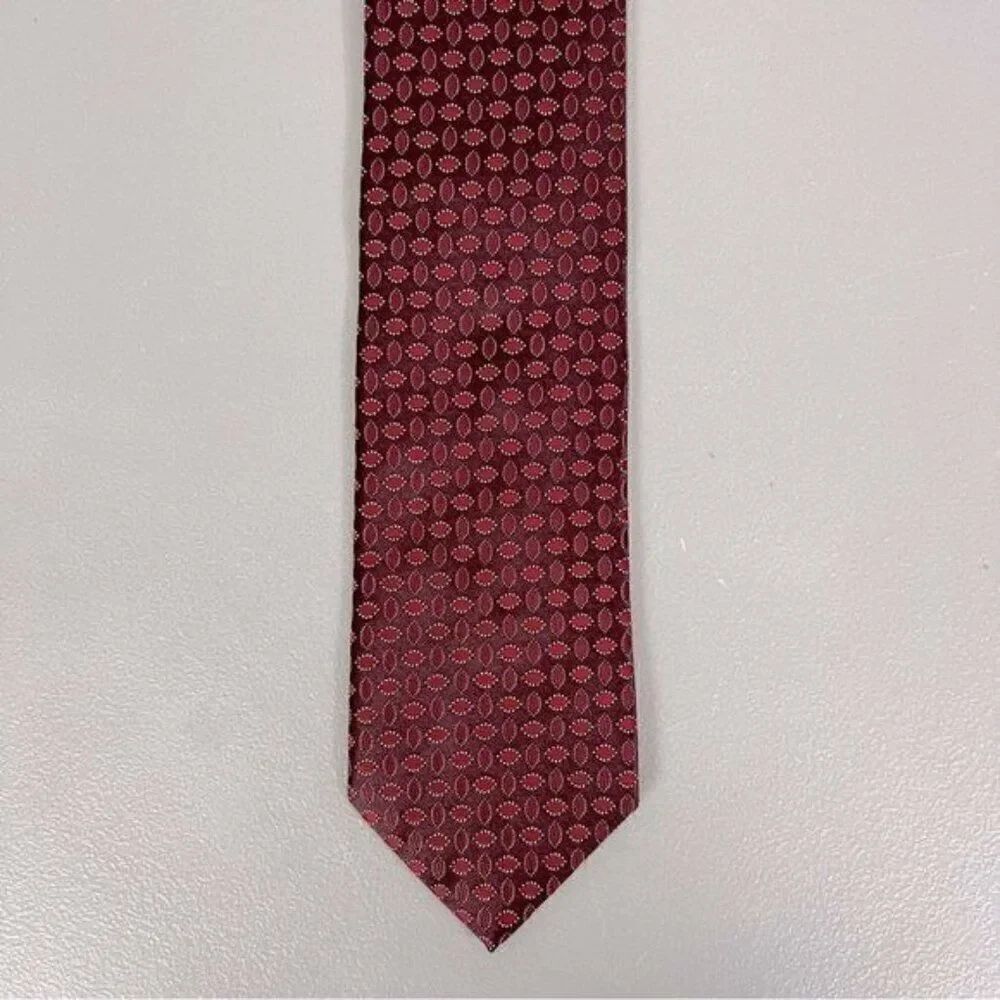 ERMENEGILDO ZEGNA MENS SILK TIE RED WITH DESIGN